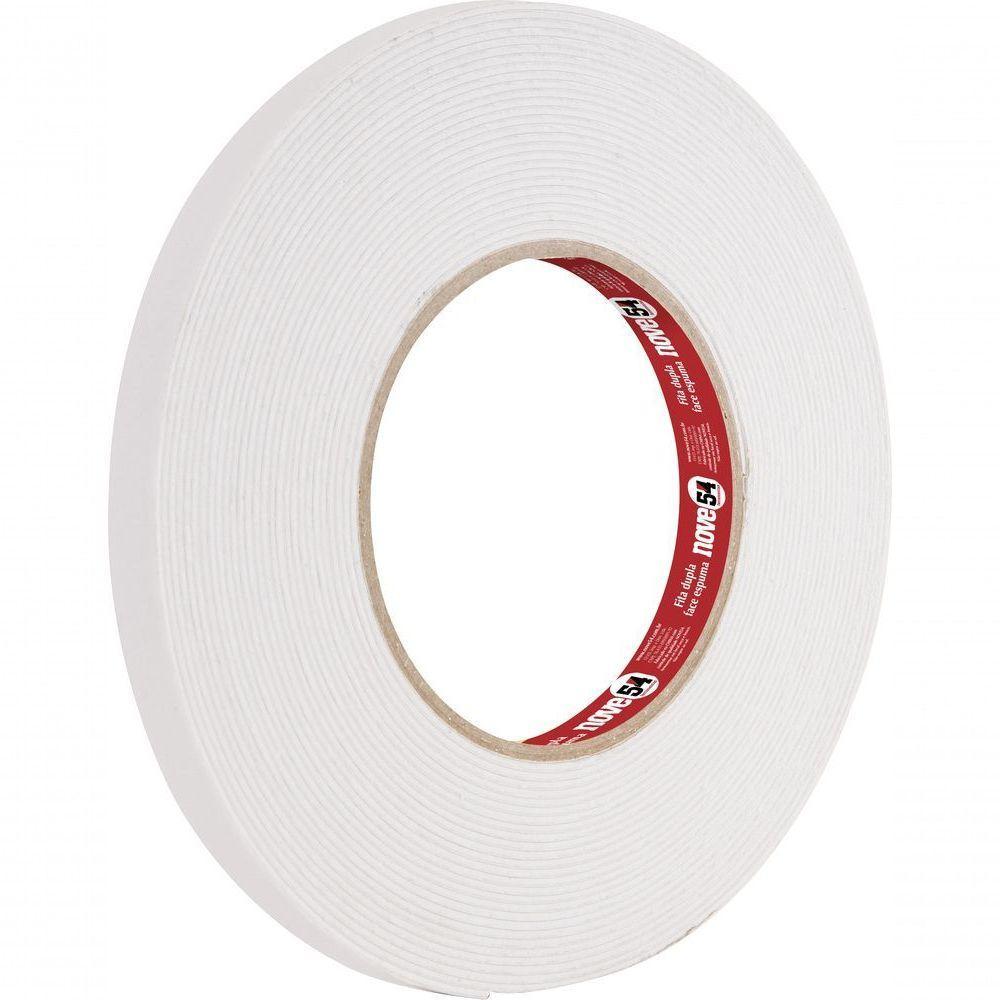 Fita Dupla Face Espuma 19mmx10m Branca Nove54 - 1