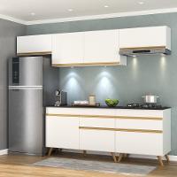 Armário De Cozinha Completa 260cm Com Leds Veneza Up Multimóveis V2032 Branco/dourado Branco/dourado - 6
