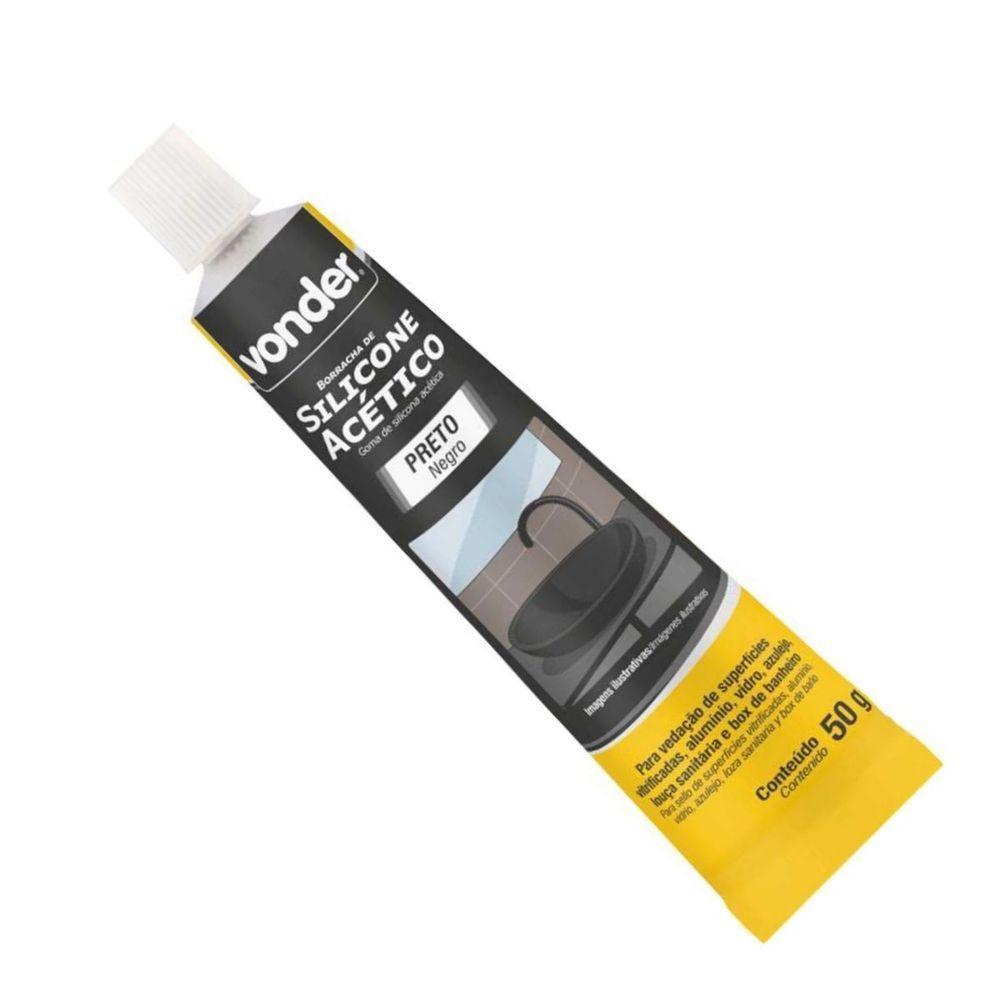 Borracha Silicone Preto 50g Acético Tubete Vonder - 1