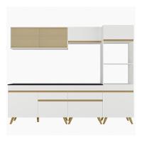 Armário De Cozinha Completa 252cm Veneza Multimóveis V3715 Branco/dourado Branco/dourado - 2