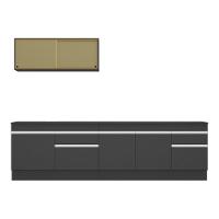 Armário De Cozinha Compacta 270cm Com Rodapé Veneza Multimóveis V2112 Preto/branco Preto/branco - 2