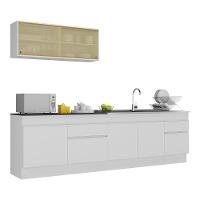 Armário De Cozinha Compacta 270cm Com Rodapé Veneza Multimóveis V2112 Branco Branco - 1
