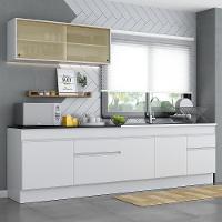 Armário De Cozinha Compacta 270cm Com Rodapé Veneza Multimóveis V2112 Branco Branco - 6