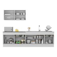 Armário De Cozinha Compacta 270cm Com Rodapé Veneza Multimóveis V2111 Branco Branco - 3