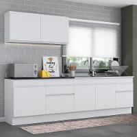 Armário De Cozinha Compacta 270cm Com Rodapé Veneza Multimóveis V2111 Branco Branco - 6