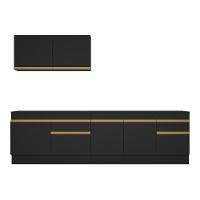 Armário De Cozinha Compacta 270cm Com Rodapé Veneza Multimóveis V2111 Preto/dourado Preto/dourado - 2