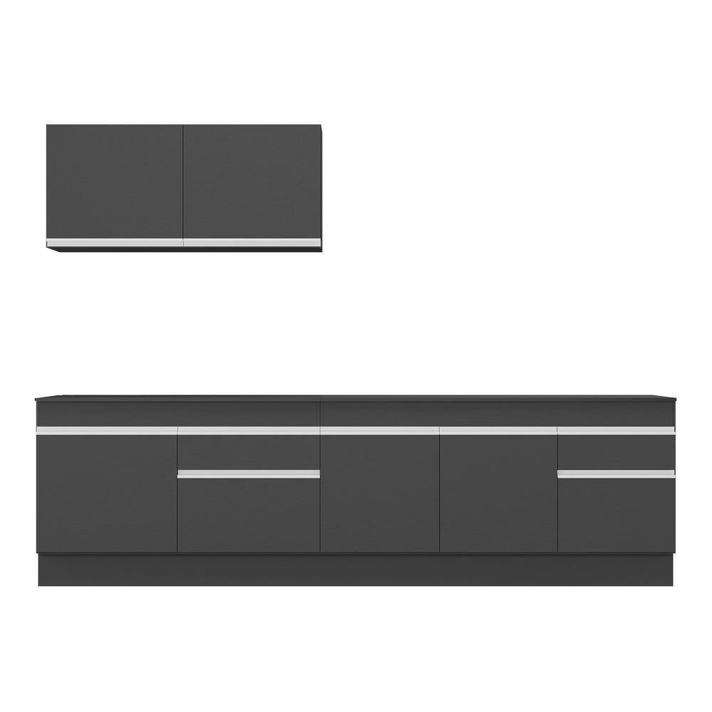 Armário De Cozinha Compacta 270cm Com Rodapé Veneza Multimóveis V2111 Preto/branco Preto/branco - 2