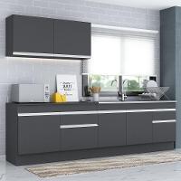 Armário De Cozinha Compacta 270cm Com Rodapé Veneza Multimóveis V2111 Preto/branco Preto/branco - 6