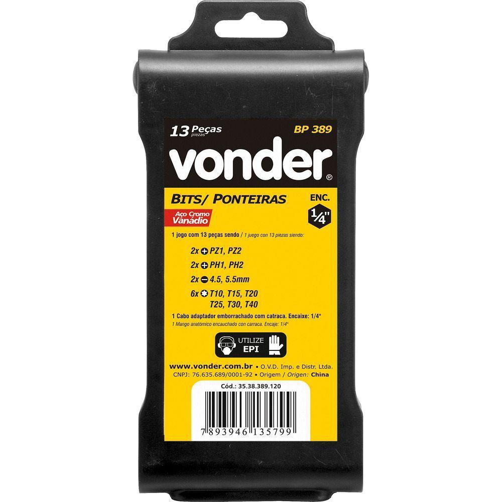 Jogo Bits Ponteiras 1-4 Com 13 Pç Cromo Vanádio Bp389 Vonder - 6