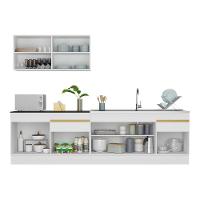 Armário De Cozinha Compacta 270cm Com Rodapé Veneza Multimóveis V2111 Branco/dourado Branco/dourado - 3