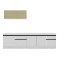 Armário De Cozinha Compacta 270cm Com Rodapé Veneza Multimóveis V2112 Branco/preto Branco/preto - 2