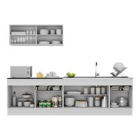 Armário De Cozinha Compacta 270cm Com Rodapé Veneza Multimóveis V2112 Branco/preto Branco/preto - 3