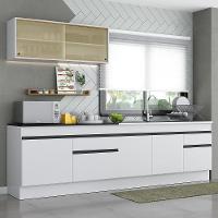 Armário De Cozinha Compacta 270cm Com Rodapé Veneza Multimóveis V2112 Branco/preto Branco/preto - 6