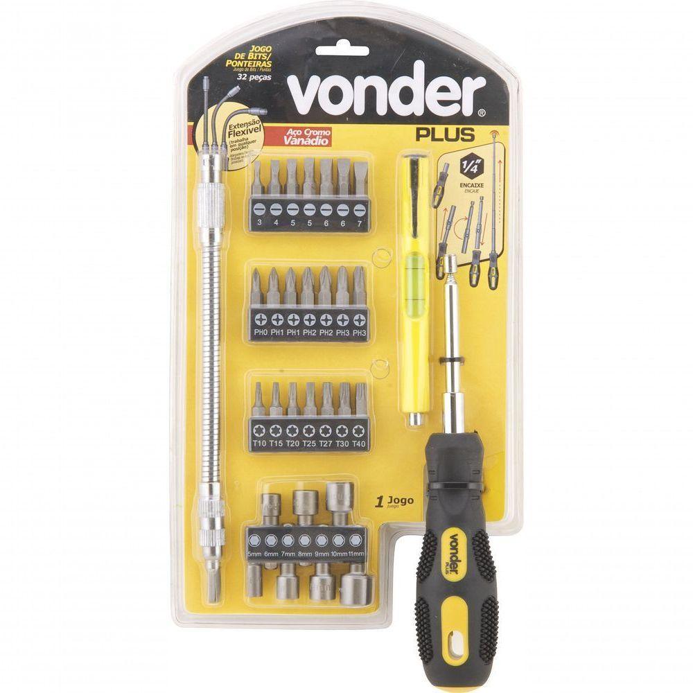 Jogo Bits Ponteiras 1-4 Com 32 Pç Cromo Vanádio Vonder Plus - 1