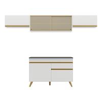 Armário De Cozinha Compacta 260cm Veneza Multimóveis V3698 Branco/dourado Branco/dourado - 2
