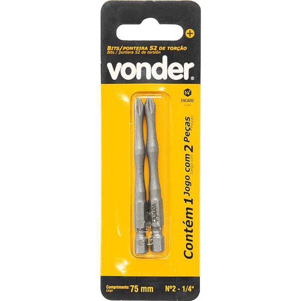 Bits De Torção S2 1-4 N. 2 75mm Com 2 Peças Vonder - 3