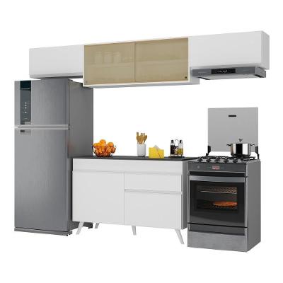 Armário de Cozinha Compacta Veneza 6 Portas 1 Gaveta MDF 260cm Preto