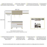 Armário De Cozinha Compacta 260cm Com Leds Veneza Up Multimóveis V2023 Branco/dourado Branco/dourado - 5