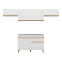Armário De Cozinha Compacta 260cm Veneza Multimóveis V3697 Branco/dourado Branco/dourado - 2