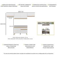 Armário De Cozinha Compacta 260cm Veneza Multimóveis V3697 Branco/dourado Branco/dourado - 5