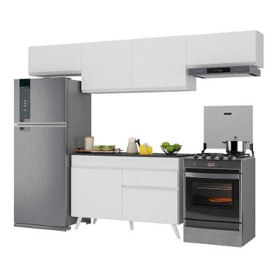 Armário de Cozinha Compacta Veneza V3697 6 Portas 1 Gaveta MDP 260cm Preto com Tampo