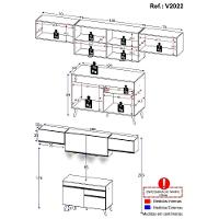 Armário De Cozinha Compacta 260cm Com Leds Veneza Up Multimóveis V2022 Preto/dourado Preto/dourado