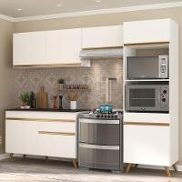 Armário De Cozinha Compacta 252cm Veneza Multimóveis V3693 Branco/dourado Branco/dourado - 6