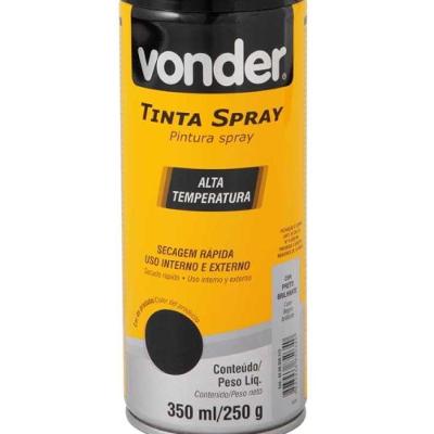 Tinta Spray Acrílica Alta Temp. Preto 350ml-250g Vonder