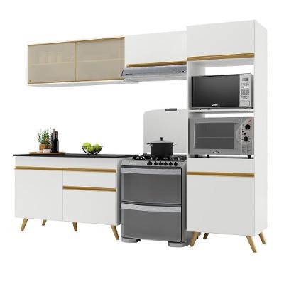 Armário de Cozinha Compacta Veneza V3692 7 Portas 1 Gaveta MDF 252cm Preto