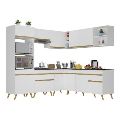 Armário de Cozinha Completa de Canto V2045 11 Portas 2 Gavetas MDF Preto