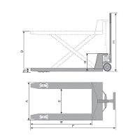 Paleteira Carro Hidráulico Pantográfico 1000kg 685x1150 Mm Roda Simples Nylon Tp1000 Bovenau - 1
