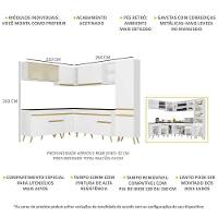 Armário De Cozinha Completa De Canto Veneza Multimóveis V2065 Branco/dourado Branco/dourado - 5