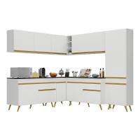 Armário De Cozinha Completa De Canto Veneza Multimóveis V2067 Branco/dourado Branco/dourado - 1