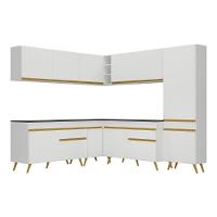 Armário De Cozinha Completa De Canto Veneza Multimóveis V2067 Branco/dourado Branco/dourado - 2