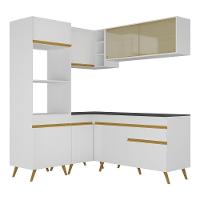 Armário De Cozinha Completa De Canto Veneza Multimóveis V2063 Branco/dourado Branco/dourado - 2