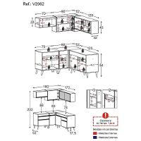 Armário De Cozinha Completa De Canto Veneza Multimóveis V2062 Branco/dourado Branco/dourado