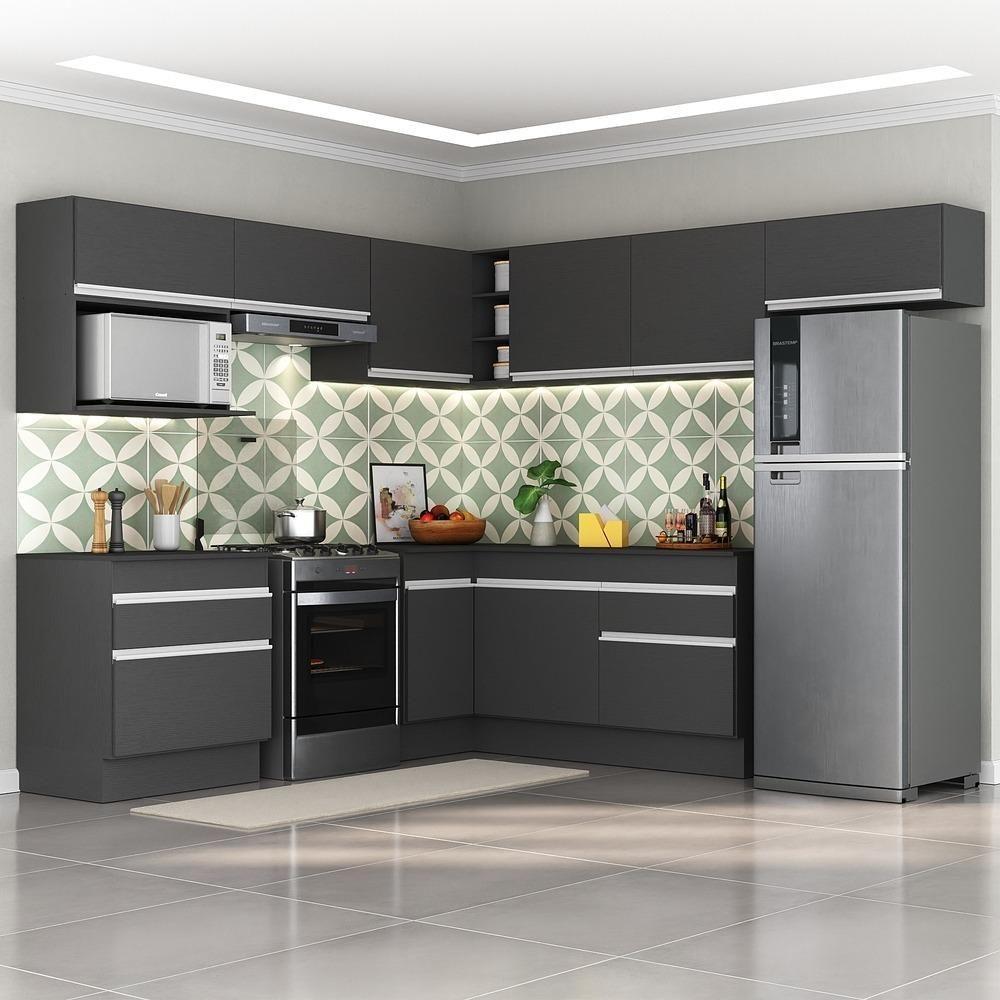 Armário De Cozinha Completa De Canto Preto/branco - 1