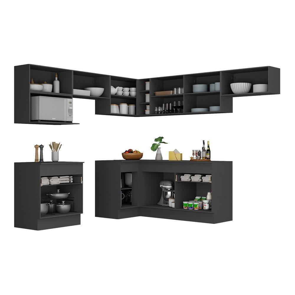 Armário De Cozinha Completa De Canto Preto/branco - 3