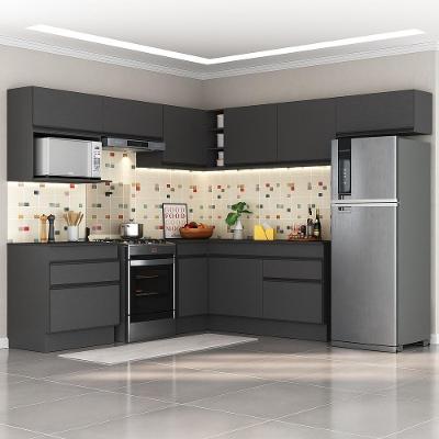 Armário de Cozinha Completa de Canto Mp2106 10 Portas 2 Gavetas MDP 230cm Preto