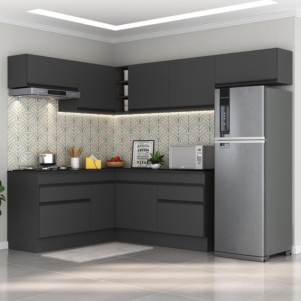 Armário De Cozinha Completa De Canto Mp2104.895 Preto - 1