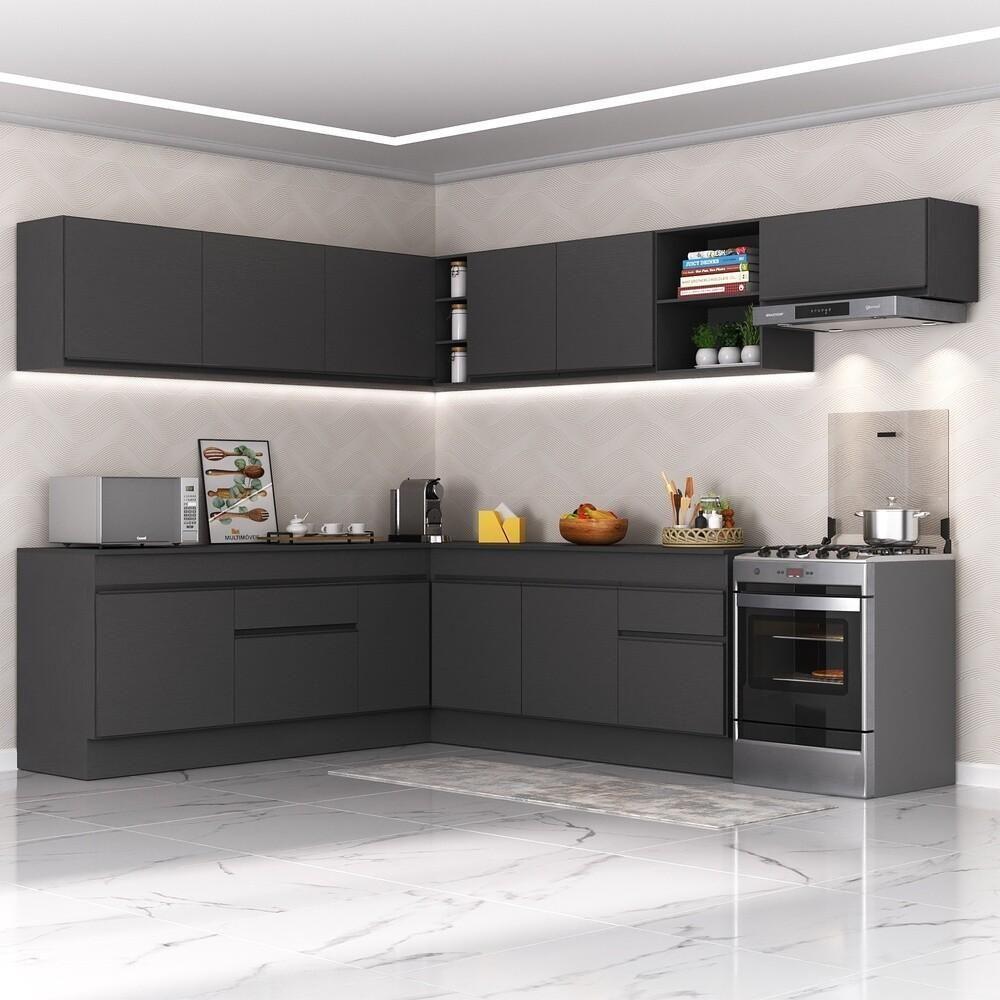 Armário De Cozinha Completa De Canto Mp2103.895 Preto - 1