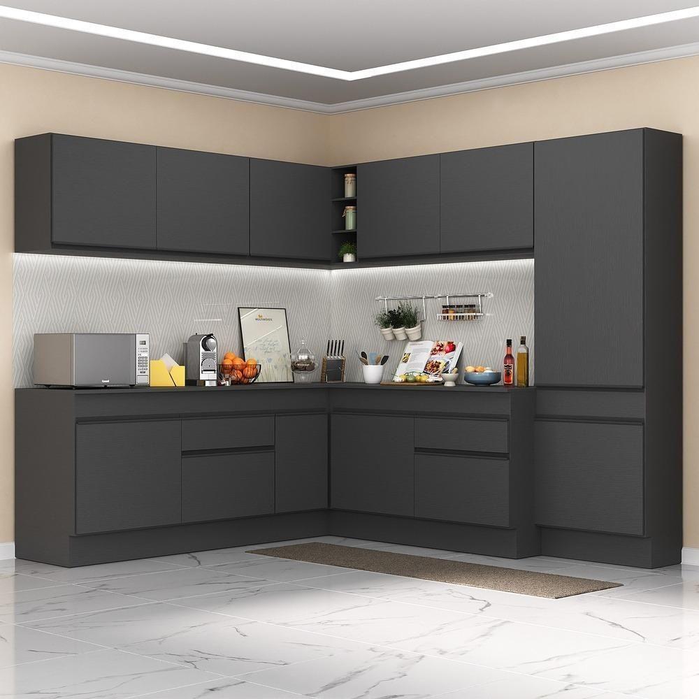 Armário De Cozinha Completa De Canto Mp2102.895 Preto - 1