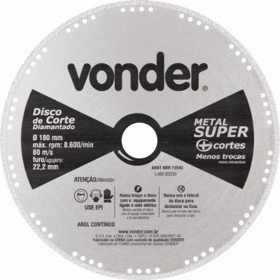 Disco Corte 180mm Diamantado Contínuo Metal Super Vonder