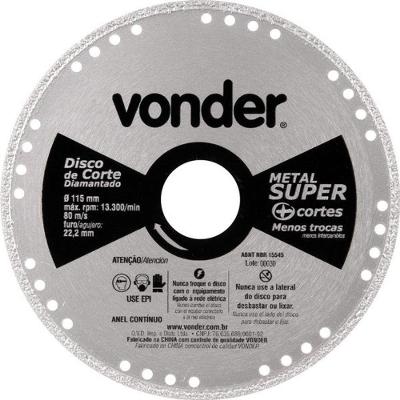 Disco Corte 115mm Diamantado Contínuo Metal Super Vonder