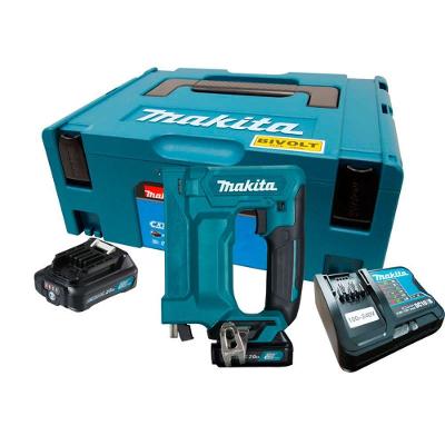 Grampeador Coroa 10mm 150 Pçs Sem Fio 12v Com 2 Baterias Carregador Gancho Maleta St113dsaj Makita