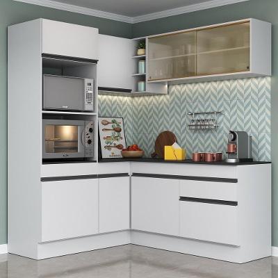 Armário de Cozinha Completa de Canto Mp2098 8 Portas 1 Gaveta Mdf Branco e Preto