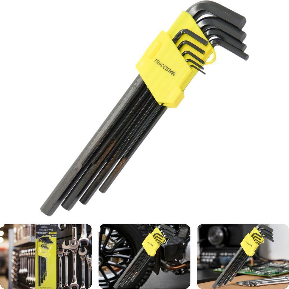 Jogo Chave Allen 1,5-10 Mm Longo 9 Peças Cr-v Tradestar - 1