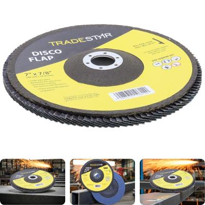 Disco Flap 180 Mm G40 Fibra Reto Azul Aço E Inox Tradestar