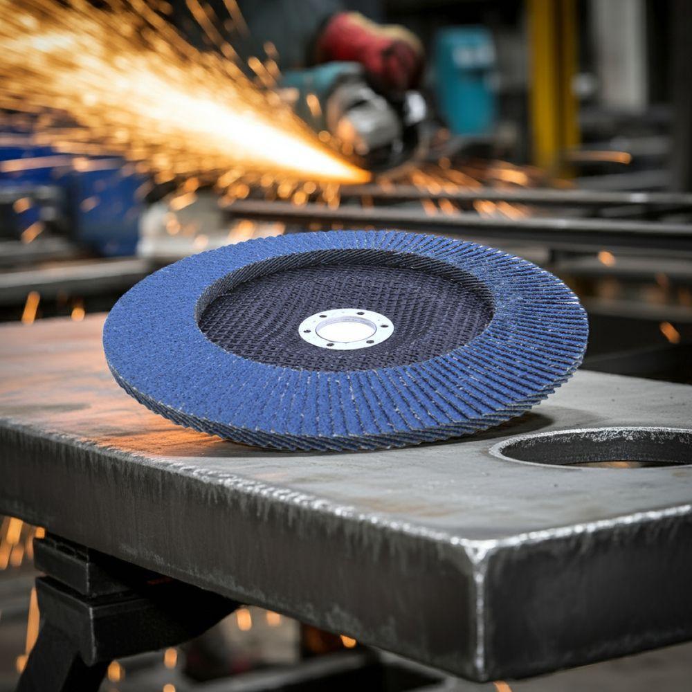 Disco Flap 180 Mm G100 Fibra Cônico Azul Aço E Inox Tradestar - 7