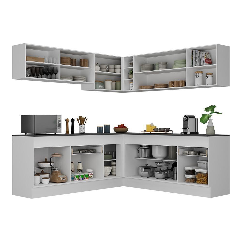 Armário De Cozinha Completa De Canto Mp2096.964 Branco/Preto - 3